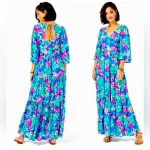 Lilly Pulitzer NWT Rease Maxi Dress Pundy Blue Isle Be Back SIze 8,12